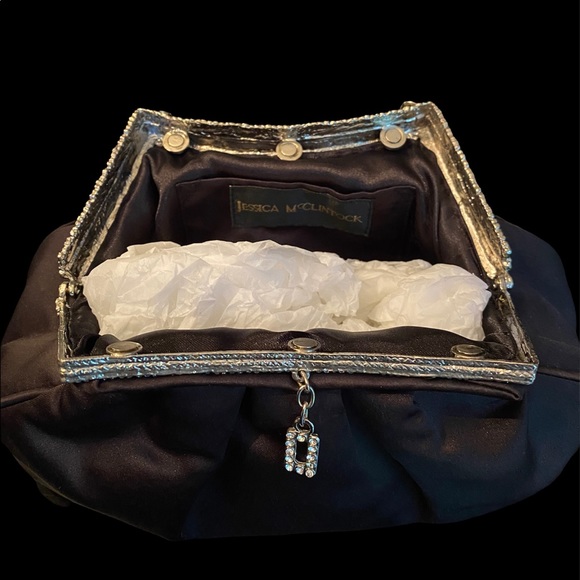 No longer made - Satin black evening bag with Rhinestones - New With Tag - Picture 3 of 6